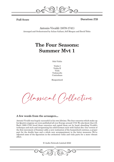 Four Seasons Summer Mvt 1 (arr. Audio Network Limited)