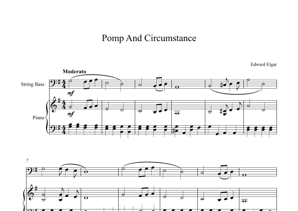 Pomp And Circumstance - Edward Elgar (String Bass + Piano) (arr. Digital Book Music)