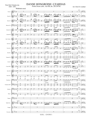 Swan Lake Czardas (Band) - Extra Score (arr. Glen D. Lienhart)