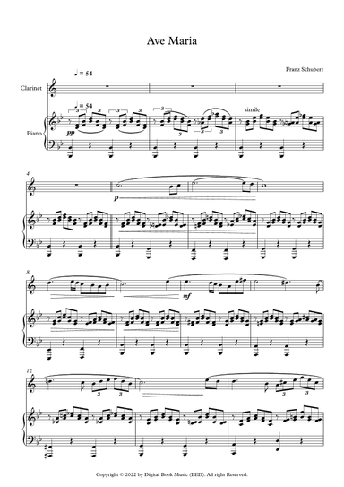 Ave Maria - Franz Schubert (Clarinet + Piano) (arr. Digital Book Music)
