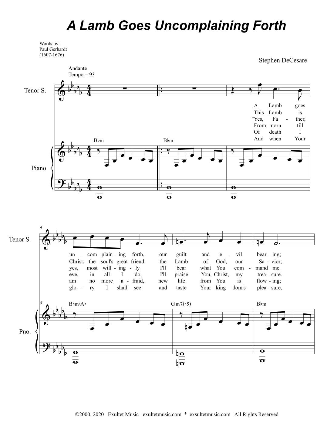 A Lamb Goes Uncomplaining Forth (Tenor solo)
