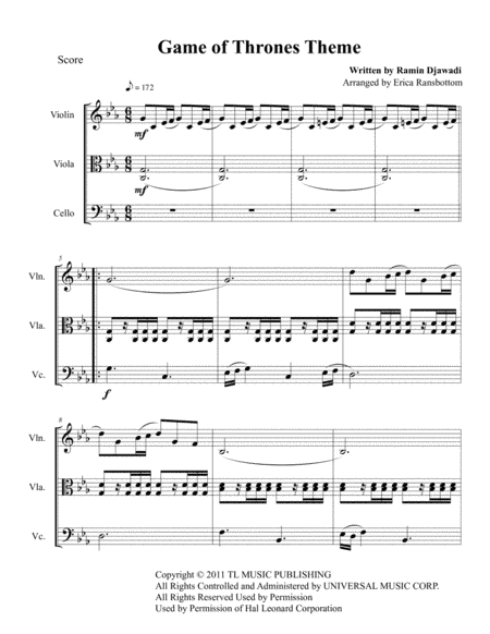 Game Of Thrones (arr. Erica Ransbottom)