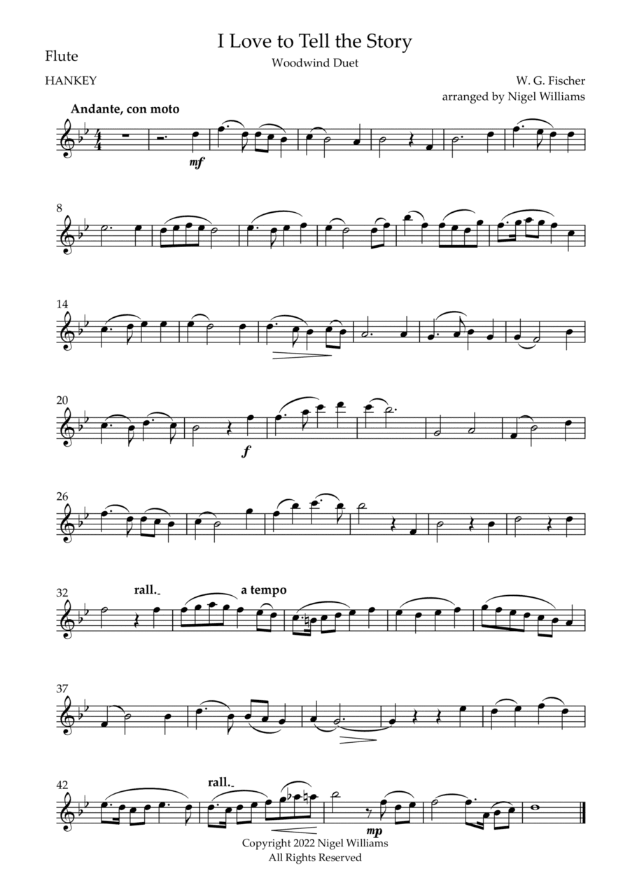 I Love to Tell the Story, for Flute and Clarinet (arr. Nigel Williams)