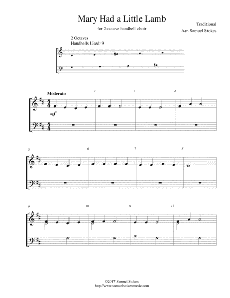 Mary Had a Little Lamb - for 2-octave handbell choir (arr. Samuel Stokes)