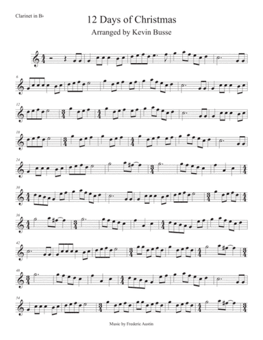 12 Days Of Christmas (Easy key of C) Clarinet (arr. Kevin Busse)