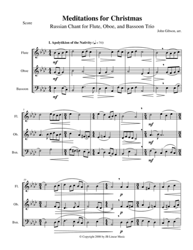 Meditations for Christmas, Russian Chant for Flute, Oboe and Bassoon Trio (arr. John Gibson)