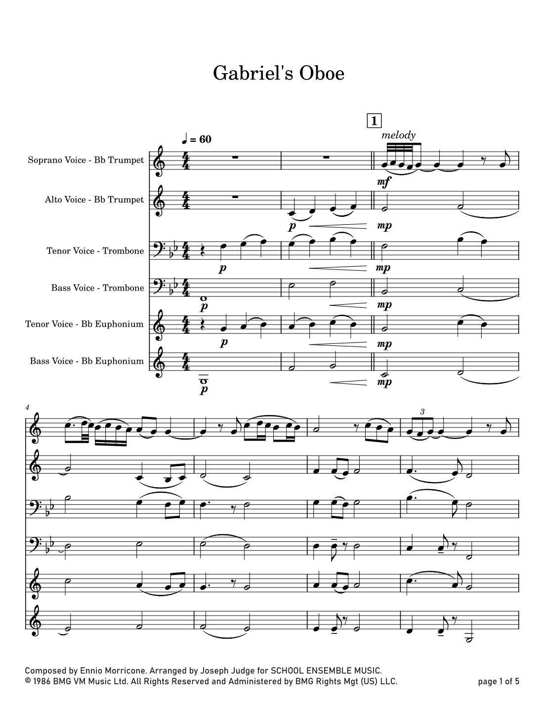 Gabriel's Oboe (arr. Joseph Judge)