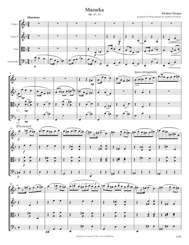 Mazurka Opus 41 No. 1 (arr. Stephen Levintow)