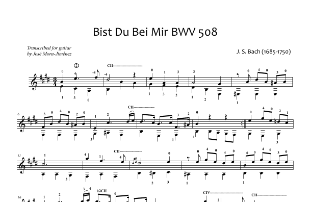 J.S. Bach - Bist Du Bei Mir BWV 508 (arr. Jose Mora)