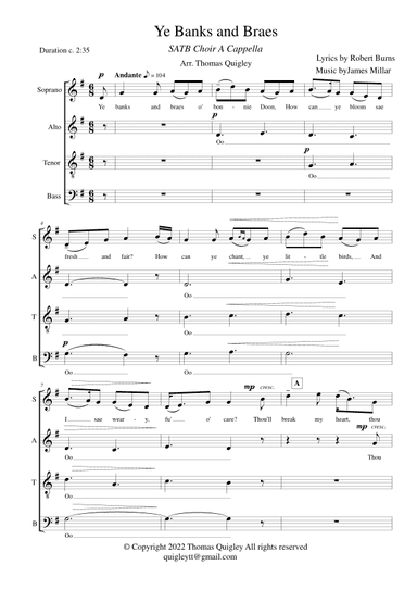Ye Banks and Braes ( SATB A Cappella) (arr. Thomas Quigley)