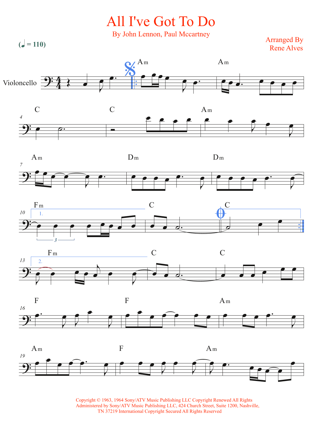 All I've Got To Do (arr. Rene Alves)
