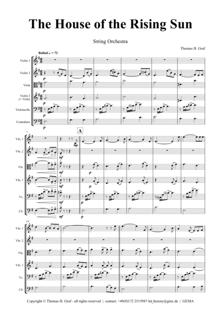 The house of the rising sun - Folk Song - String Orchestra (arr. Thomas H. Graf)