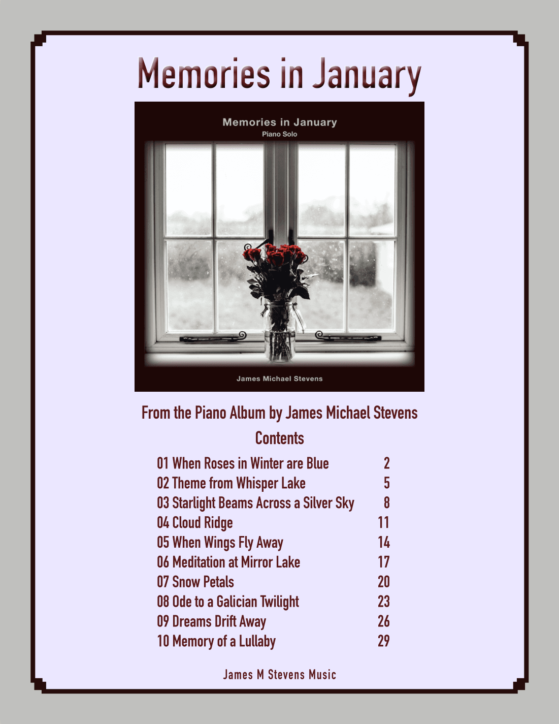 Memories in January Piano Book