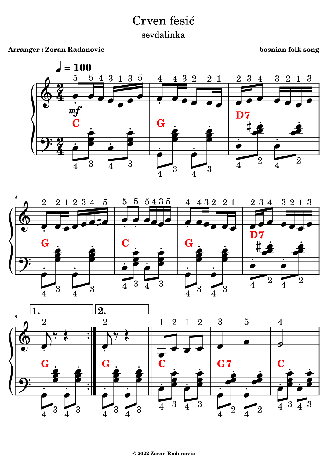Crven fesic (arr. Zoran Radanovic)