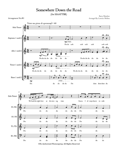 Somewhere Down The Road (arr. Lorence Molina)