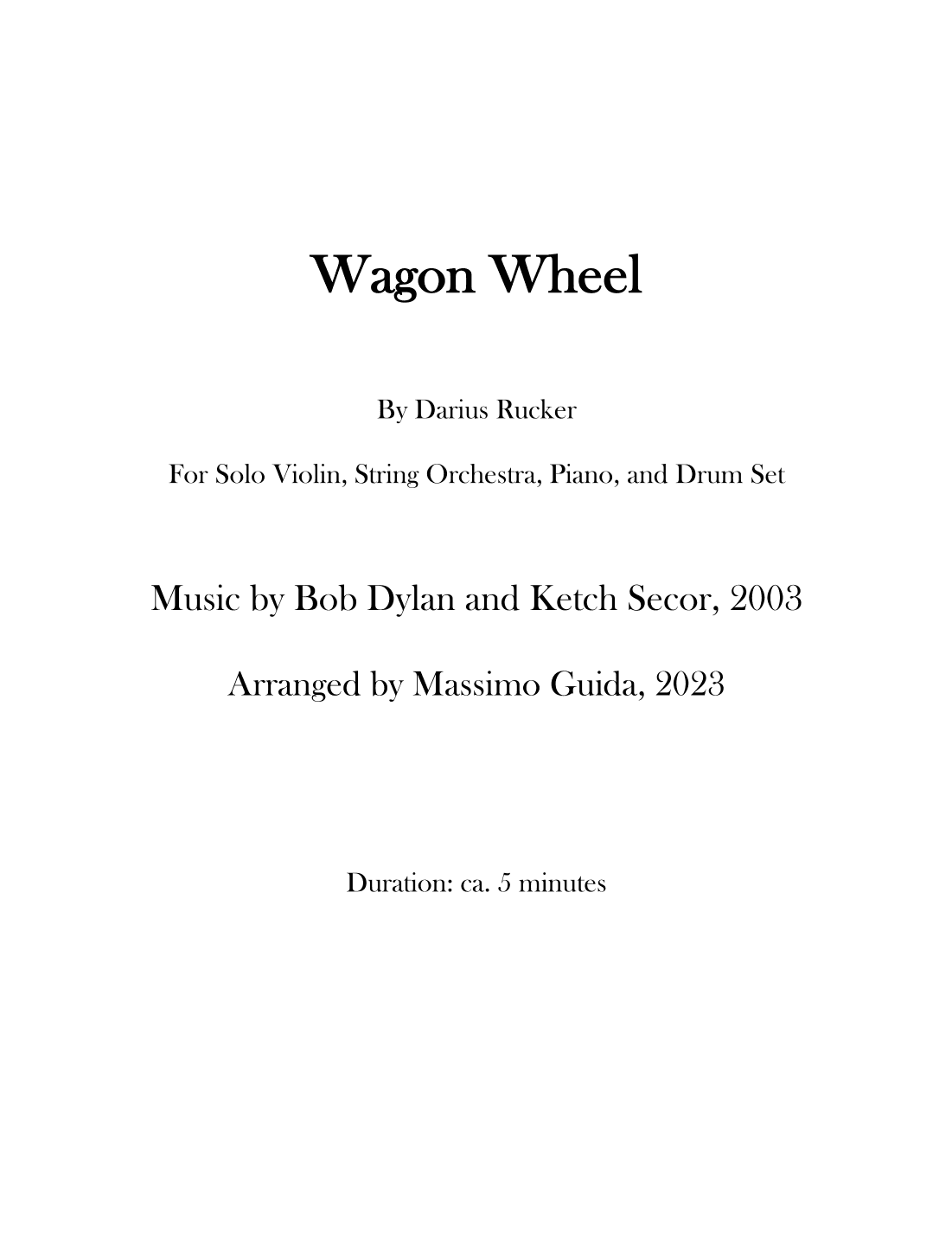 Wagon Wheel (arr. Massimo Guida)