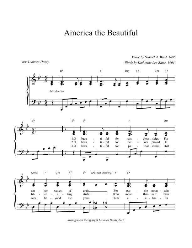 America the Beautiful (O Beautiful For Spacious Skies) (arr. Leonora Hardy)