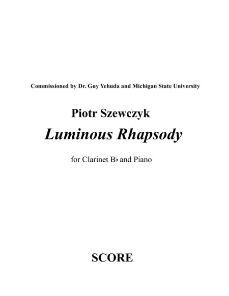 Luminous Rhapsody for Clarinet Bb and Piano