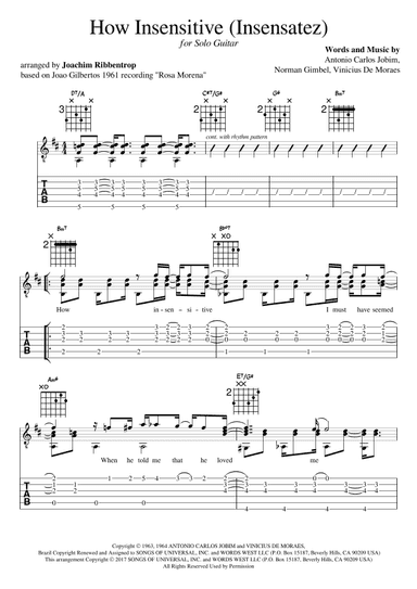 How Insensitive (insensatez) (arr. Joachim Ribbentrop)