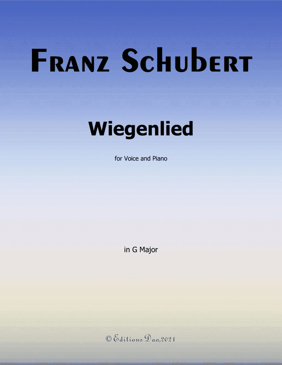 Wiegenlied,by Schubert,in G Major (arr. Editions Dao)