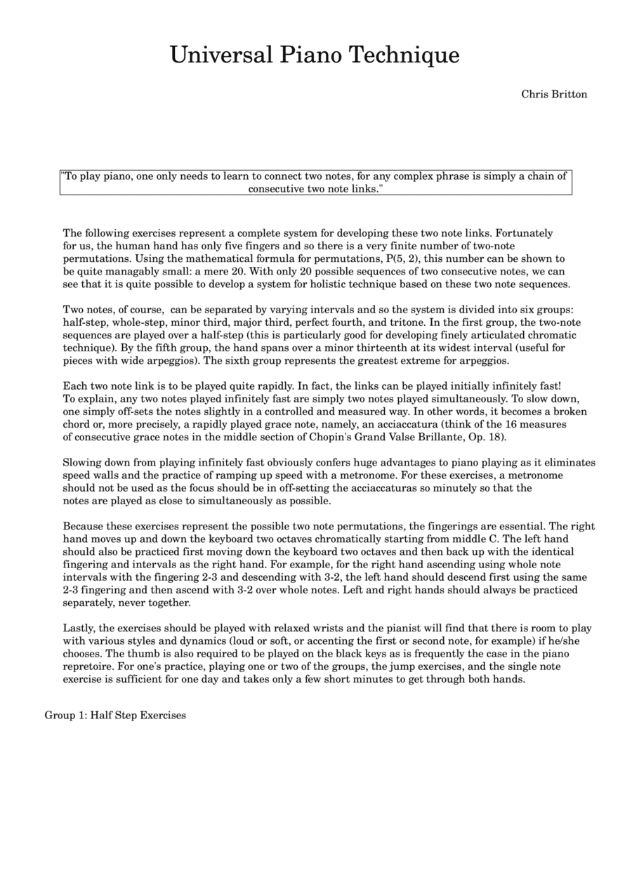 Universal Piano Technique