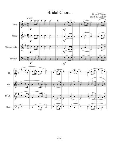 Bridal Chorus (Here Comes the Bride) for Woodwind Quartet (arr. B. C. Dockery)