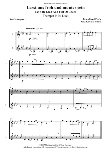 Let's Be Glad And Full Of Cheer (arr. Gert Th. Walter)