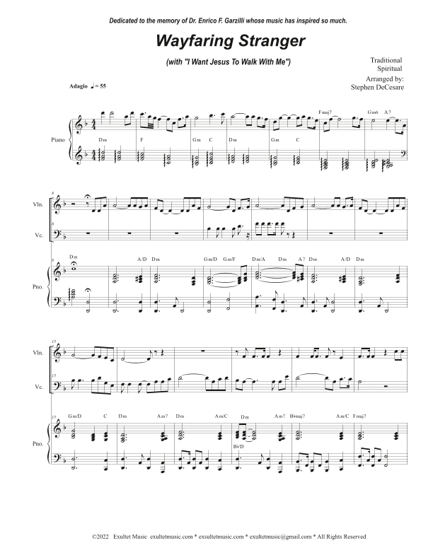 Wayfaring Stranger (with "I Want Jesus To Walk With Me") (Duet for Violin and Cello) (arr. Stephen DeCesare)