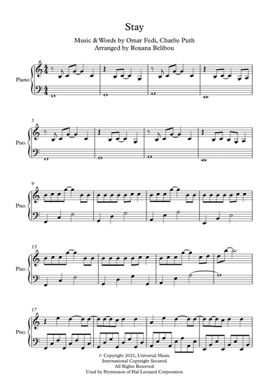 Stay (arr. Roxana Belibou)