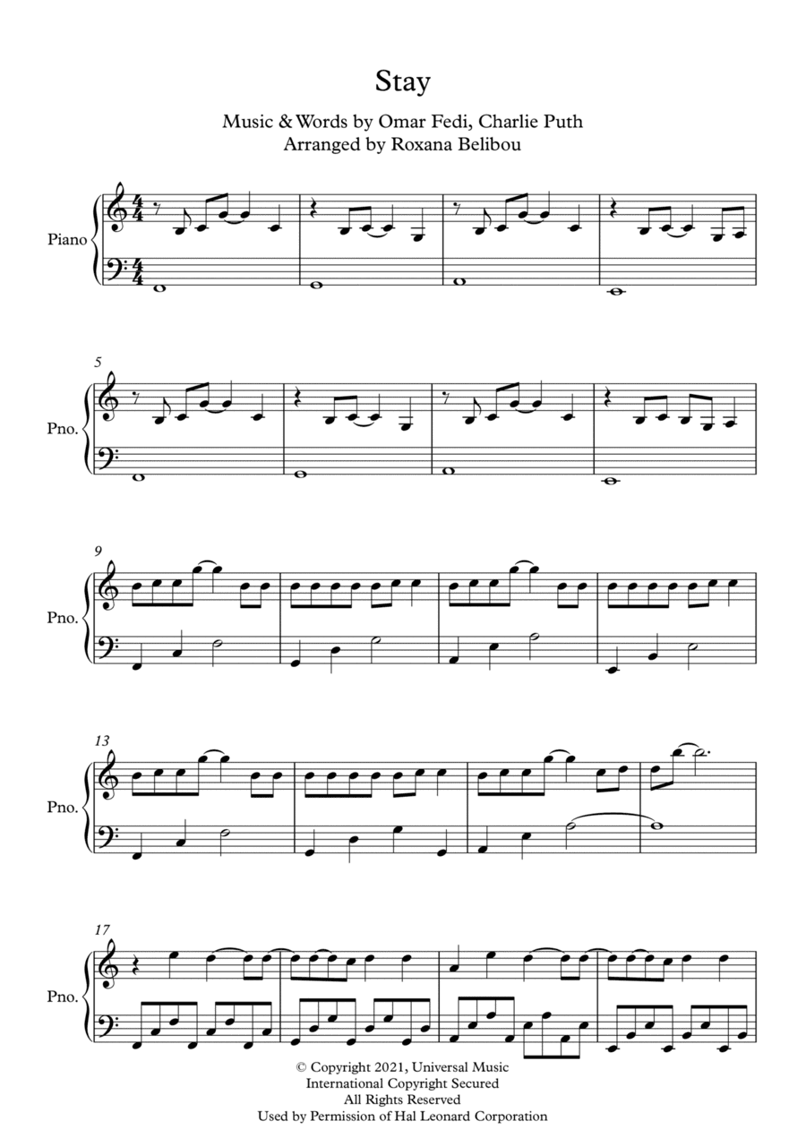 Stay (arr. Roxana Belibou)