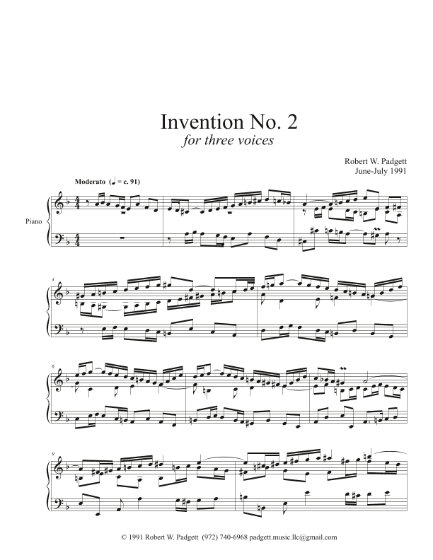 Invention No. 2 in D minor for three voices