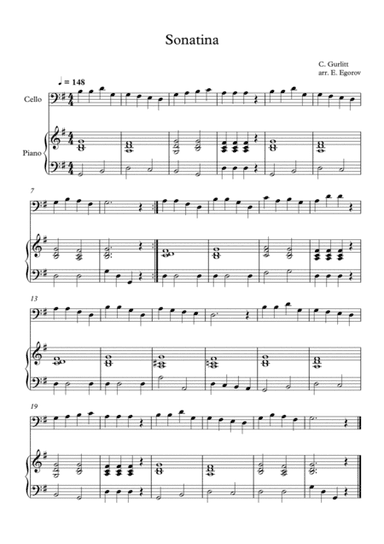 Sonatina, Cornelius Gurlitt, For Cello & Piano