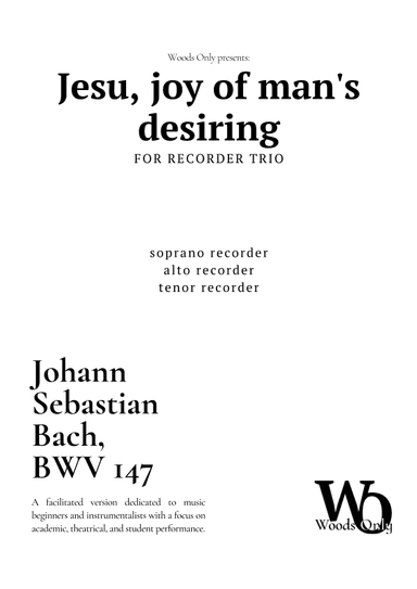 Jesu, joy of man's desiring by Bach for Recorder Trio (arr. Ander)