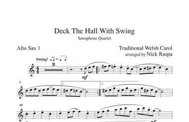 Deck The Hall With Swing - Alto Saxophone 1 part (arr. Nick Raspa)