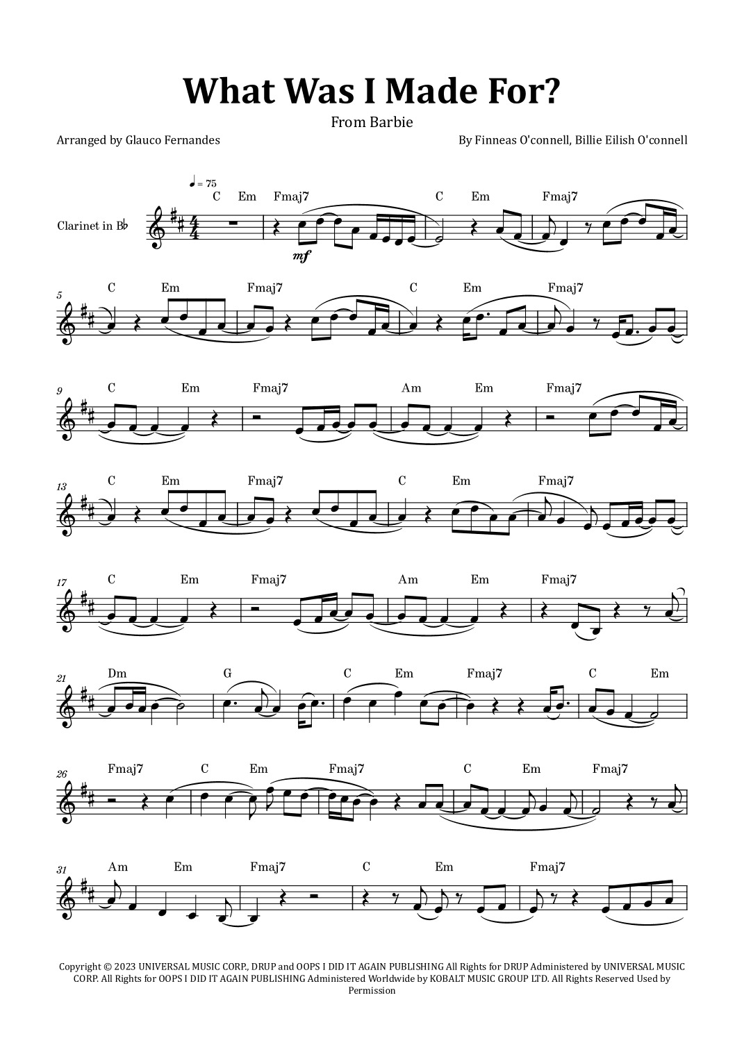 What Was I Made For? (arr. Glauco Fernandes)