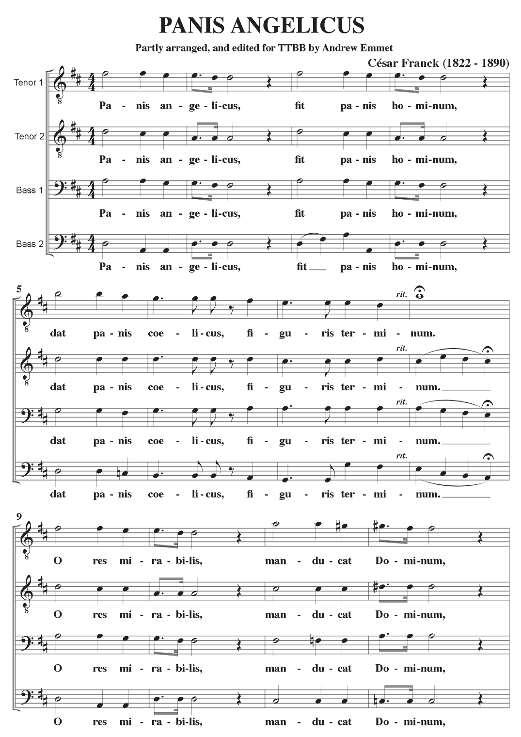 Panis Angelicus A Cappella TTBB (arr. Andrew Emmet)