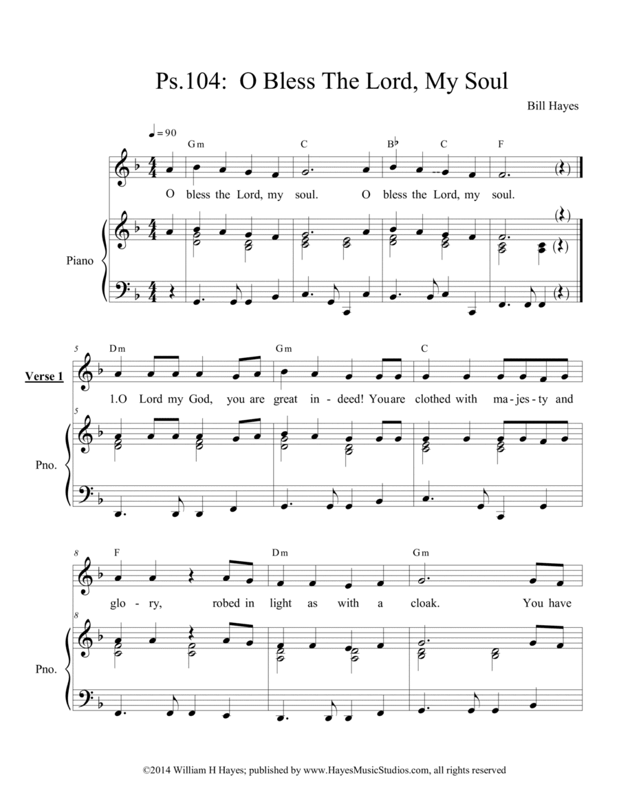Psalm 104:  O, Bless the Lord, My Soul - piano/vocal