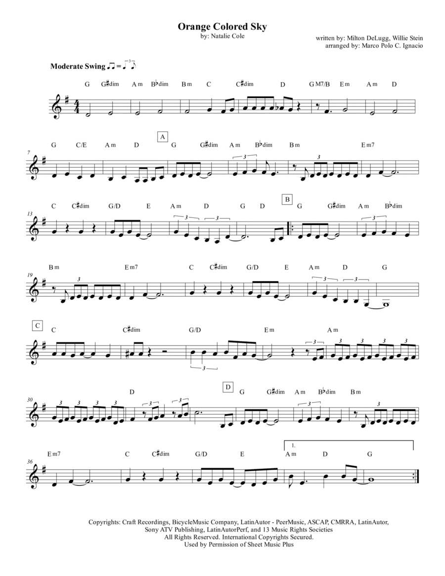 Orange Colored Sky (arr. Marco Polo C. Ignacio)