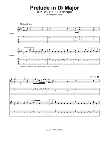 Prelude in Db Major (Op. 28, No. 15; Excerpt) (arr. Mark Phillips)