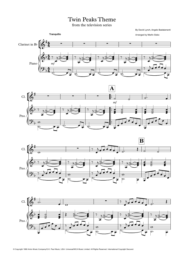 Twin Peaks Theme (arr. Merlin Sisko)