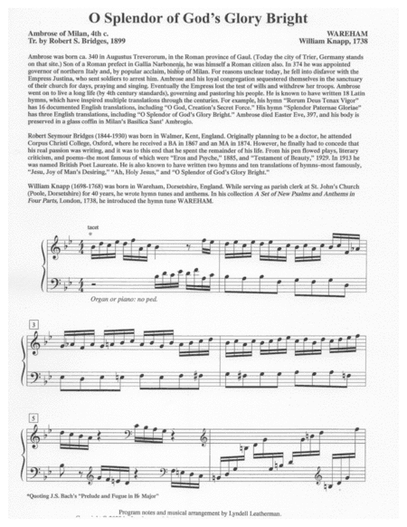 O Splendor of God's Glory Bright (arr. Lyndell Leatherman)