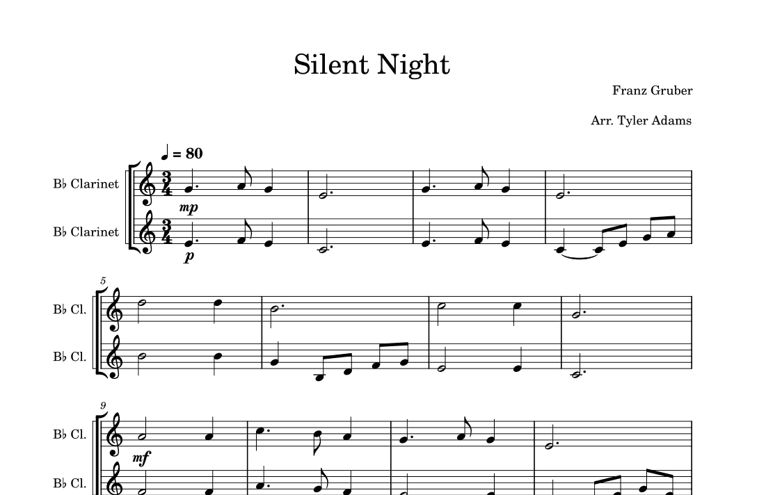 Silent Night (Clarinet Duet) (arr. Tyler Adams)