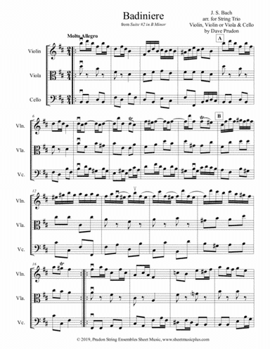Bach Badiniere for String Trio (arr. Dave Prudon)