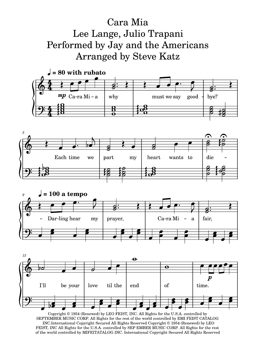 Cara, Mia (arr. Steve Katz)