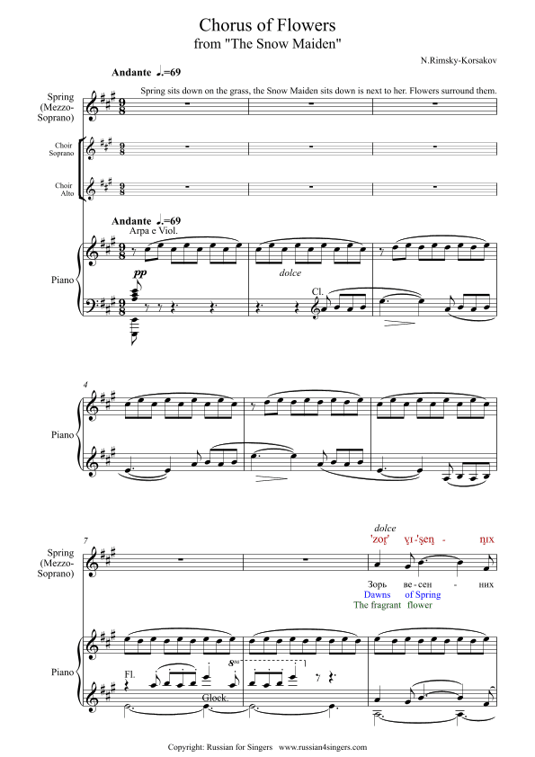 "Snowmaiden": Chorus of Flowers Act 4 DICTION SCORE w IPA & translation (arr. Russian for Singers)