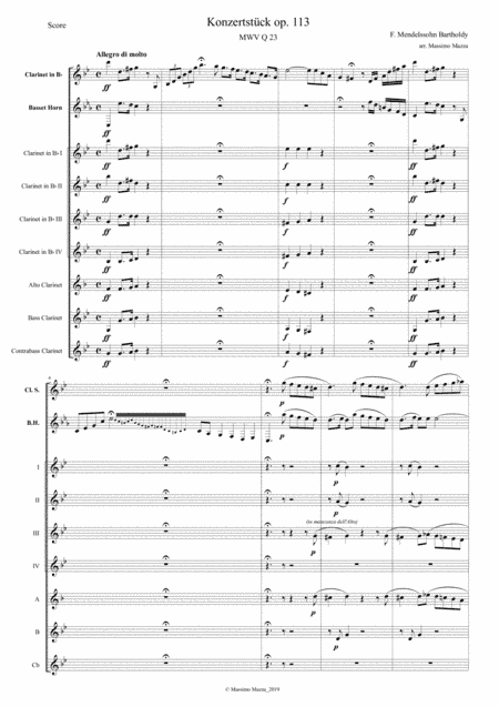 F. Mendelssohn Bartholdy Konzertstück op. 113 for Clarinet, Basset Horn and Orchestra – Transcrip (arr. Massimo Mazza)