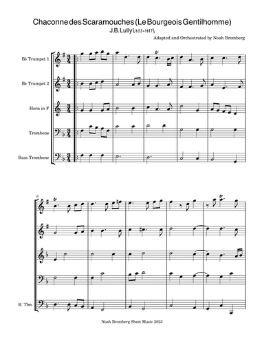 Chaconne (chaconne de scaramouche) Le Bourgeois Gentilhomme (arr. Noah Bromberg)