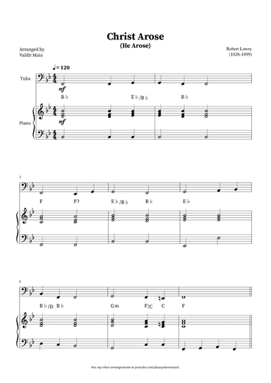 Christ Arose (He Arose) -  Tuba and Piano (with chords) (arr. Valdir Maia)
