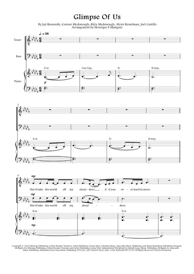 Glimpse Of Us (arr. Henrique F Mangoni)