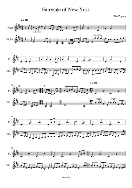 Fairytale Of New York (arr. Nia Squirrell, Vittari Duo)